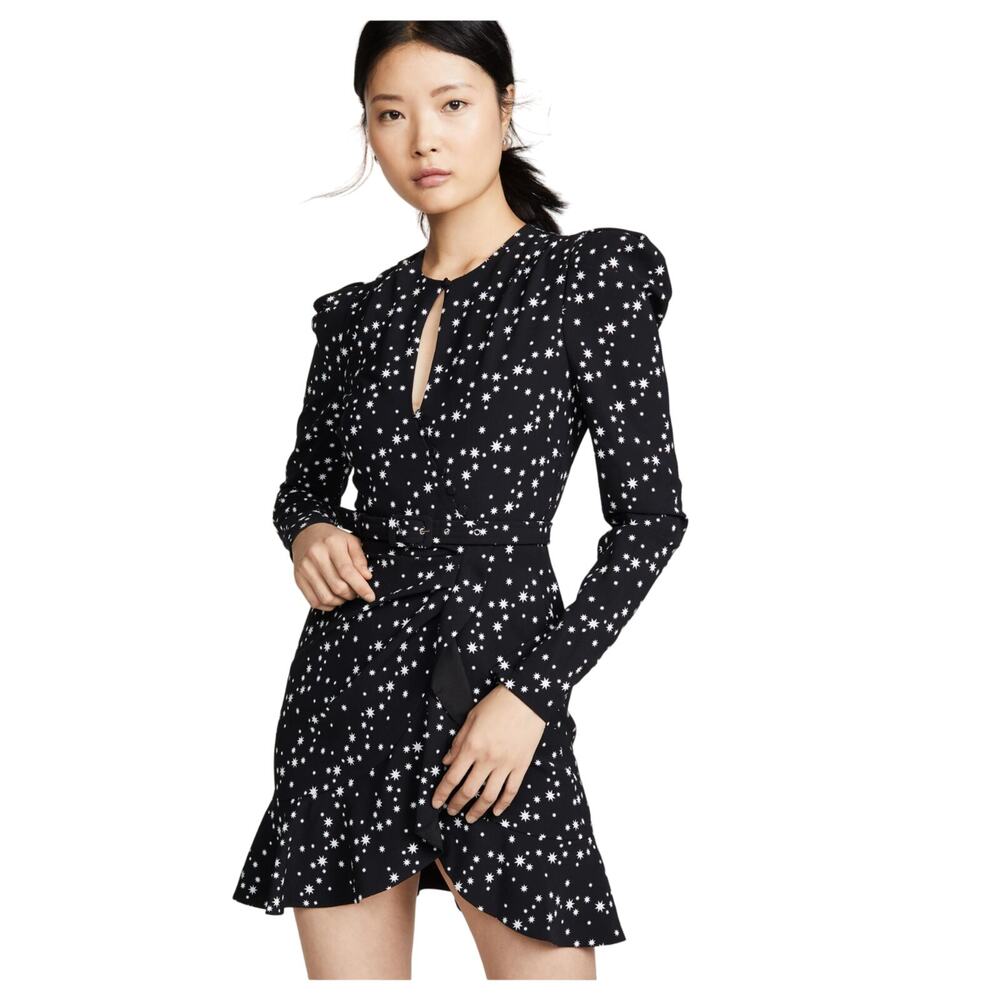 Jonathan Simkhai Star Print Wrap Dress Black size 0 NWT $465